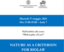 (Italiano) Nature as a Criterion for Biolaw (Italiano) Nature as a Criterion for Biolaw