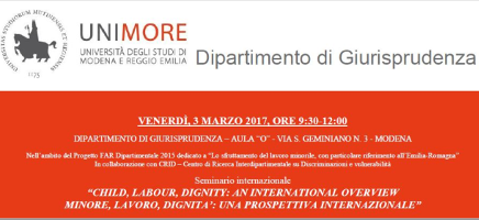 Child, Labour, Dignity: An International Overview / Minore, lavoro, dignità: una prospettiva internazionale Child, Labour, Dignity: An International Overview / Minore, lavoro, dignità: una prospettiva internazionale