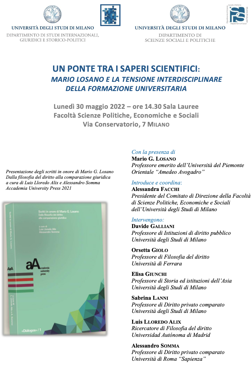 UN PONTE TRA I SAPERI SCIENTIFICI: MARIO LOSANO E LA TENSIONE INTERDISCIPLINARE DELLA FORMAZIONE UNIVERSITARIA