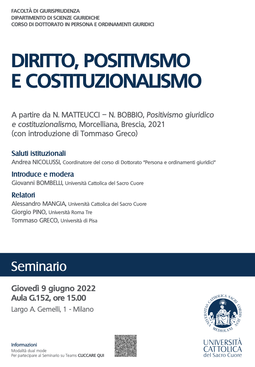 (Italiano) 9 giugno 2022 – DIRITTO, POSITIVISMO E COSTITUZIONALISMO