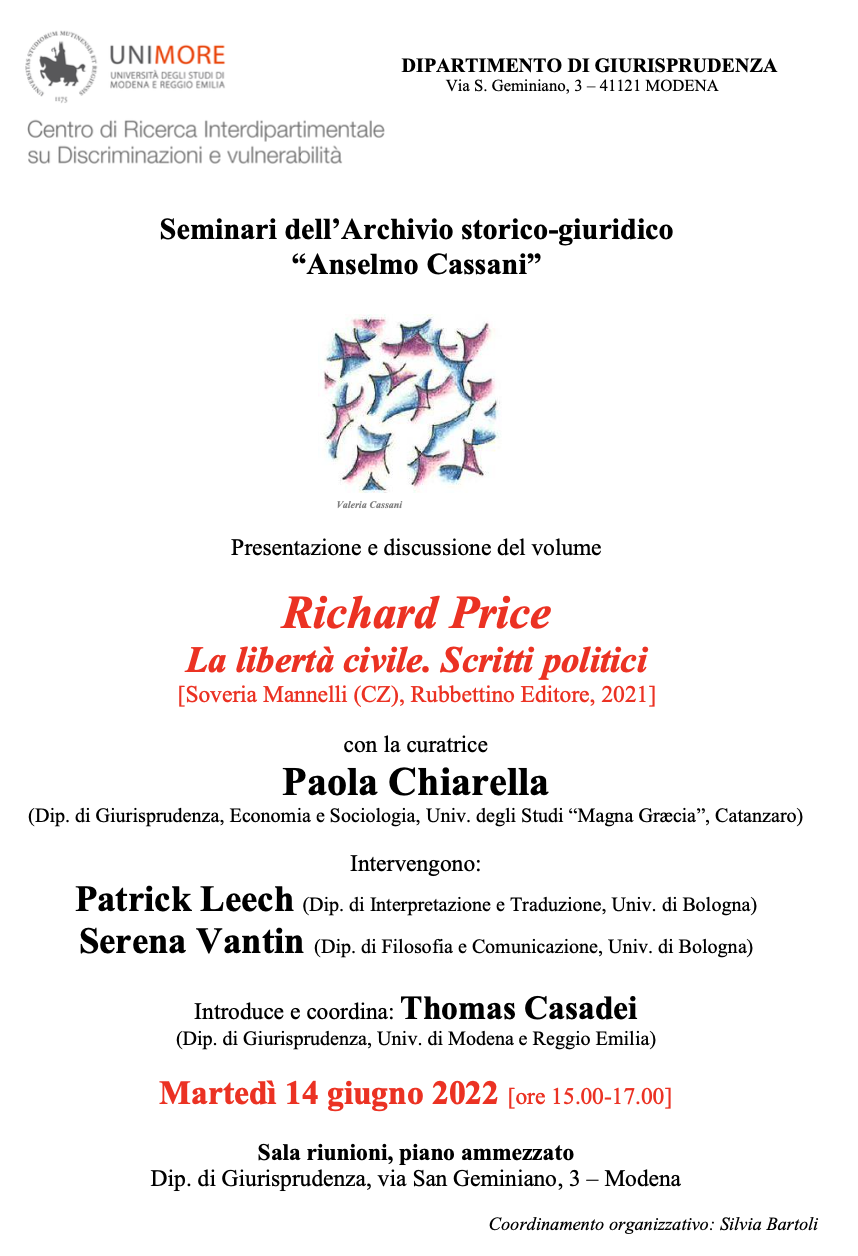 14 giugno 2022 – La libertà civile. Scritti politici 14 giugno 2022 – La libertà civile. Scritti politici