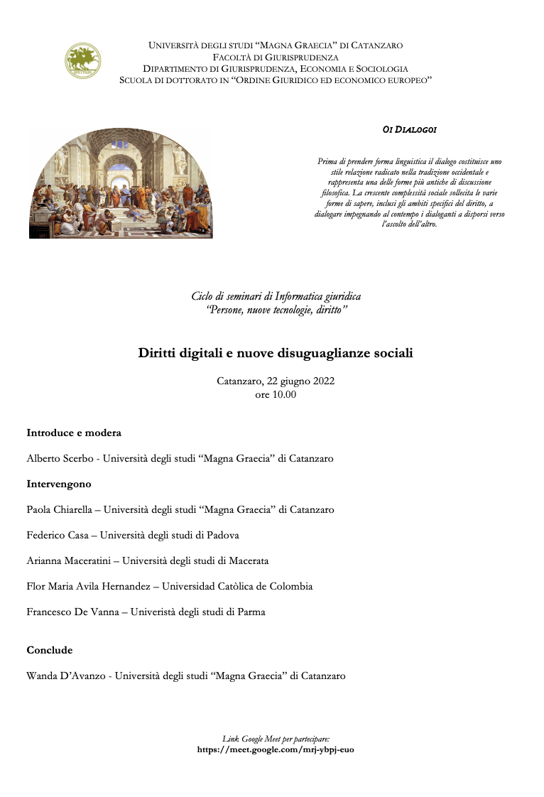 22 giugno 2022 – Diritti digitali e nuove disuguaglianze sociali