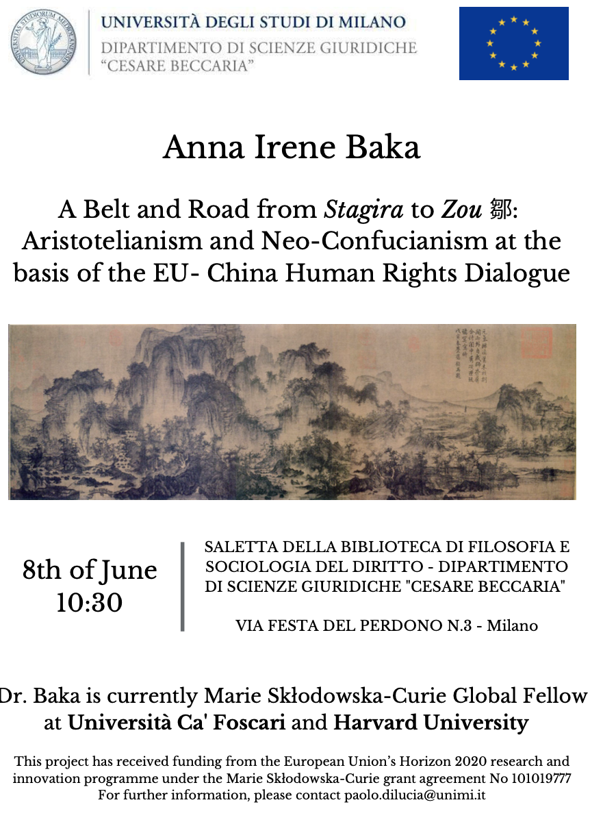 8 giugno 2022 – A Belt and Road from Stagira to Zou : Aristotelianism and Neo-Confucianism at the basis of the EU- China Human Rights Dialogue 8 giugno 2022 – A Belt and Road from Stagira to Zou : Aristotelianism and Neo-Confucianism at the basis of the EU- China Human Rights Dialogue