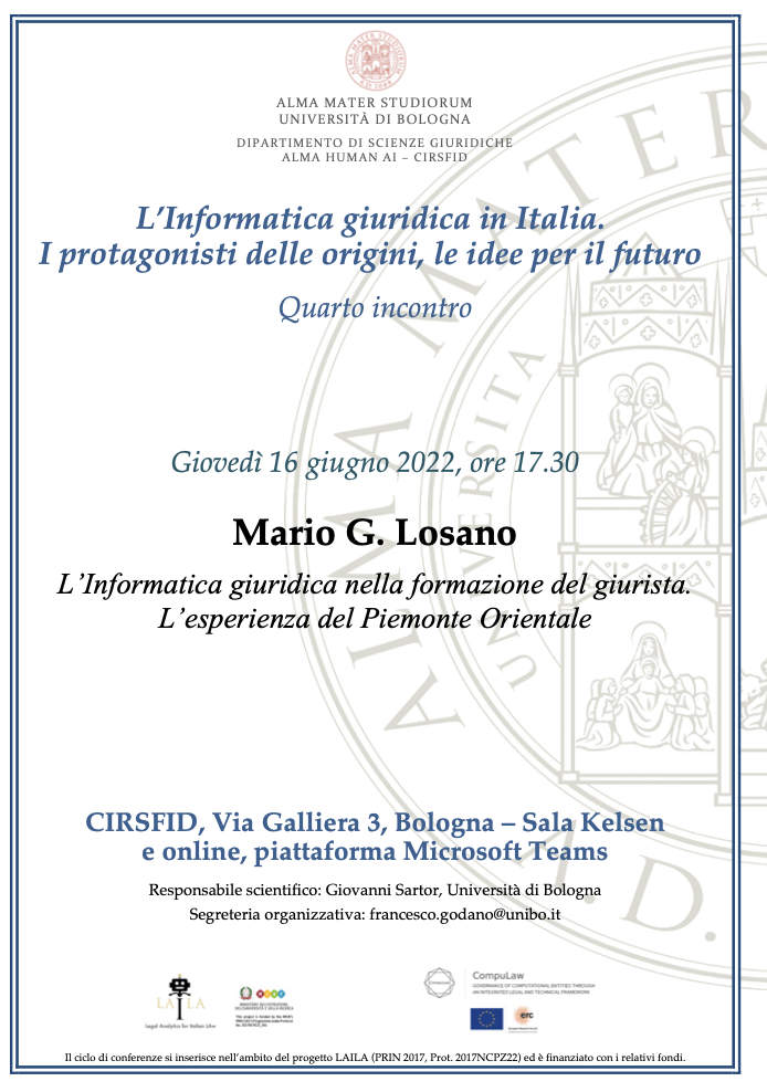 16 giugno 2022 – L’Informatica giuridica nella formazione del giurista. L’esperienza del Piemonte Orientale
