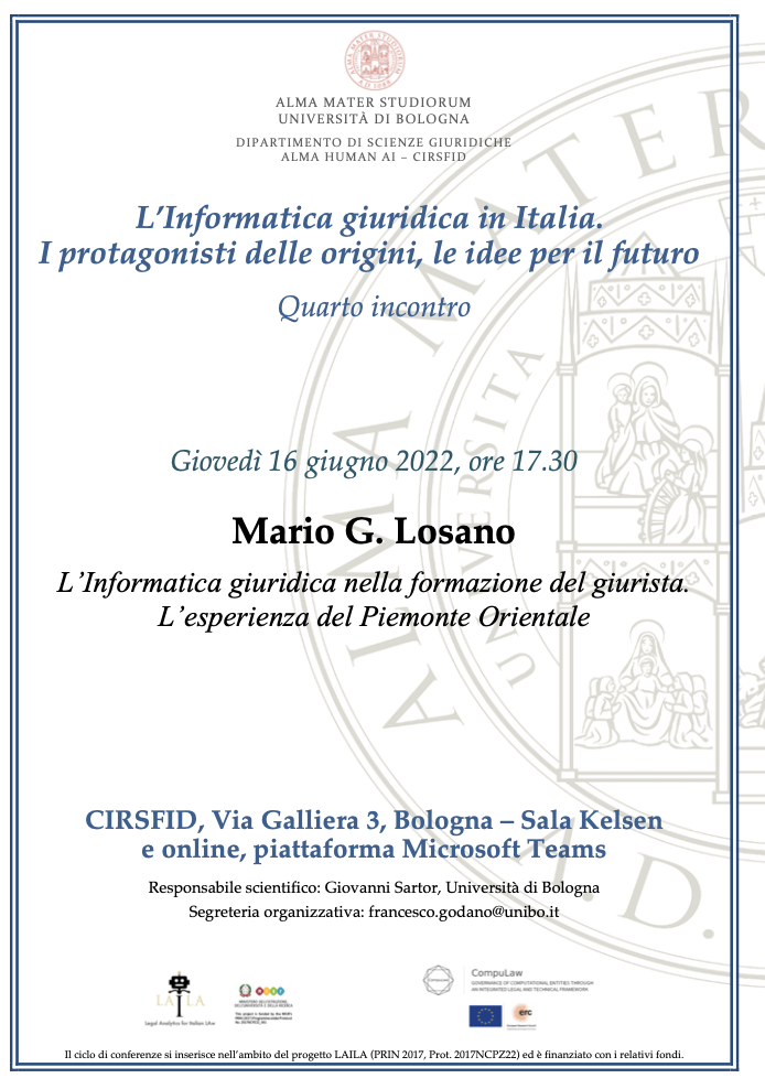 (Italiano) 16 giugno 2022 – L’Informatica giuridica nella formazione del giurista. L’esperienza del Piemonte Orientale