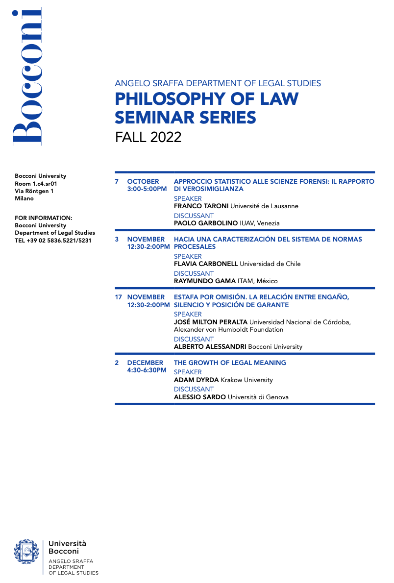 (Italiano) 3 novembre 2022 – HACIA UNA CARACTERIZACIÓN DEL SISTEMA DE NORMAS PROCESALES (Italiano) 3 novembre 2022 – HACIA UNA CARACTERIZACIÓN DEL SISTEMA DE NORMAS PROCESALES