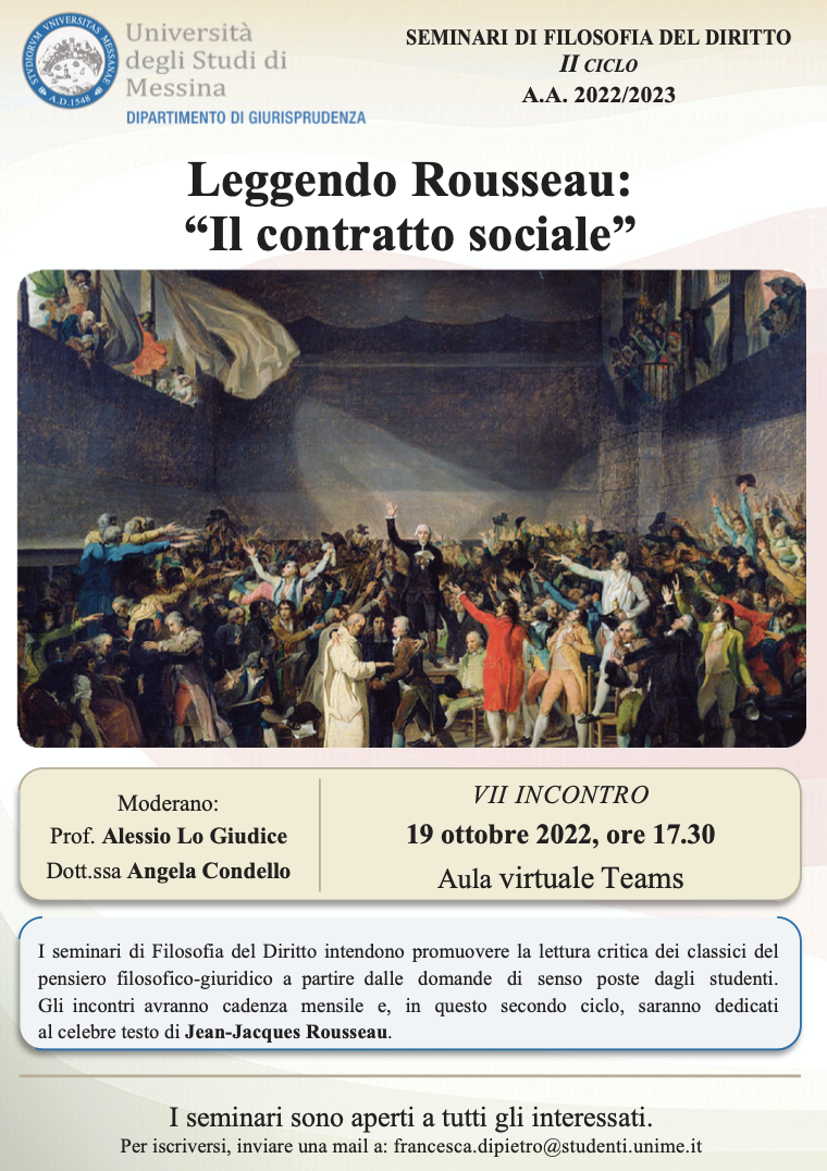 (Italiano) 19 ottobre 2022 – VII incontro Leggendo Rousseau: “Il contratto sociale” (Italiano) 19 ottobre 2022 – VII incontro Leggendo Rousseau: “Il contratto sociale”