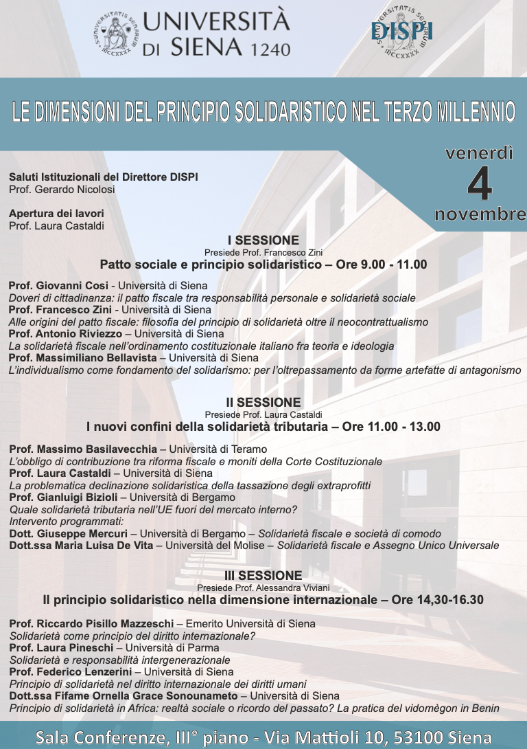 (Italiano) 4 novembre 2022 – LE DIMENSIONI DEL PRINCIPIO SOLIDARISTICO NEL TERZO MILLENNIO (Italiano) 4 novembre 2022 – LE DIMENSIONI DEL PRINCIPIO SOLIDARISTICO NEL TERZO MILLENNIO