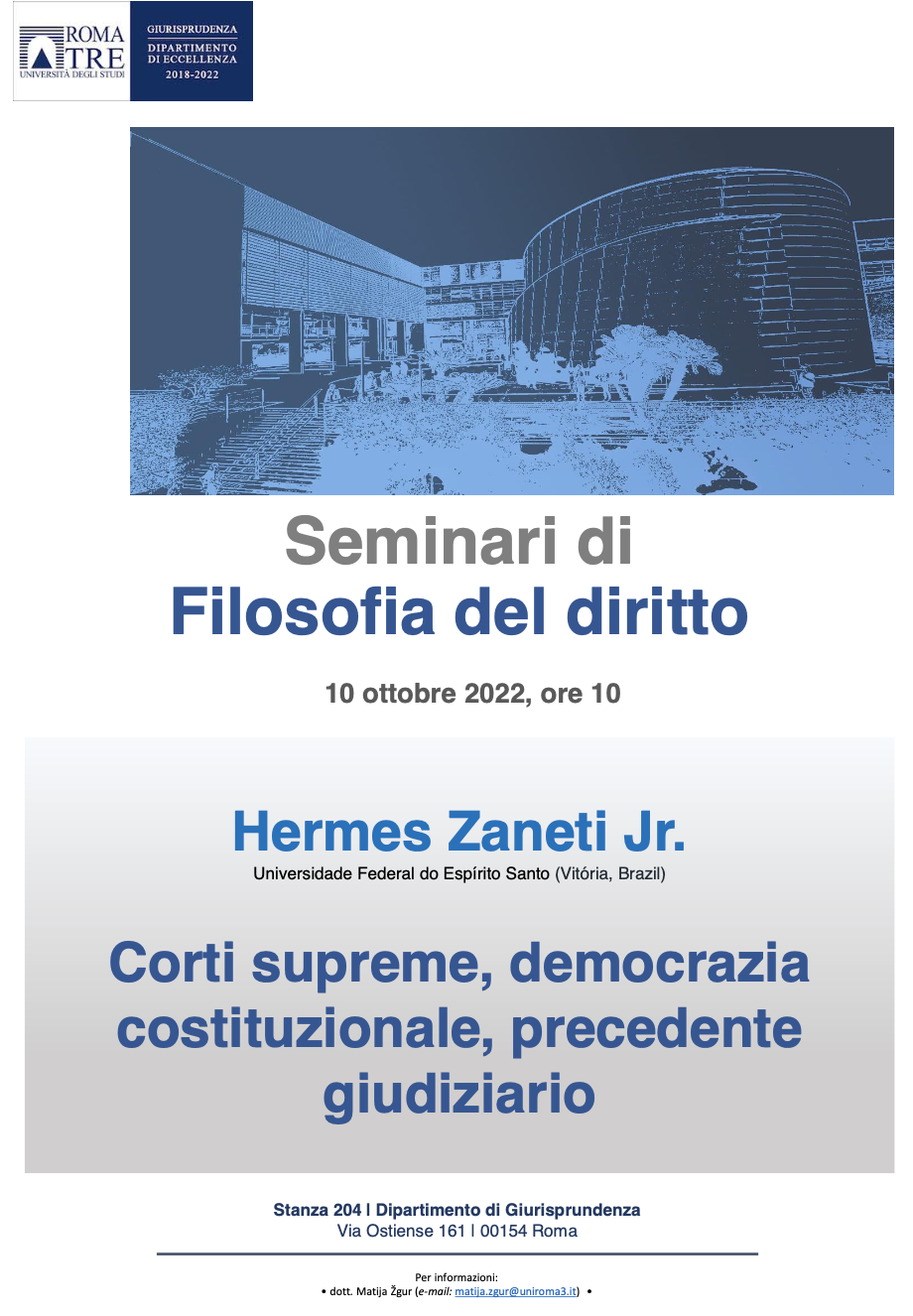 10 ottobre 2022 – Corti supreme, democrazia costituzionale, precedente giudiziario