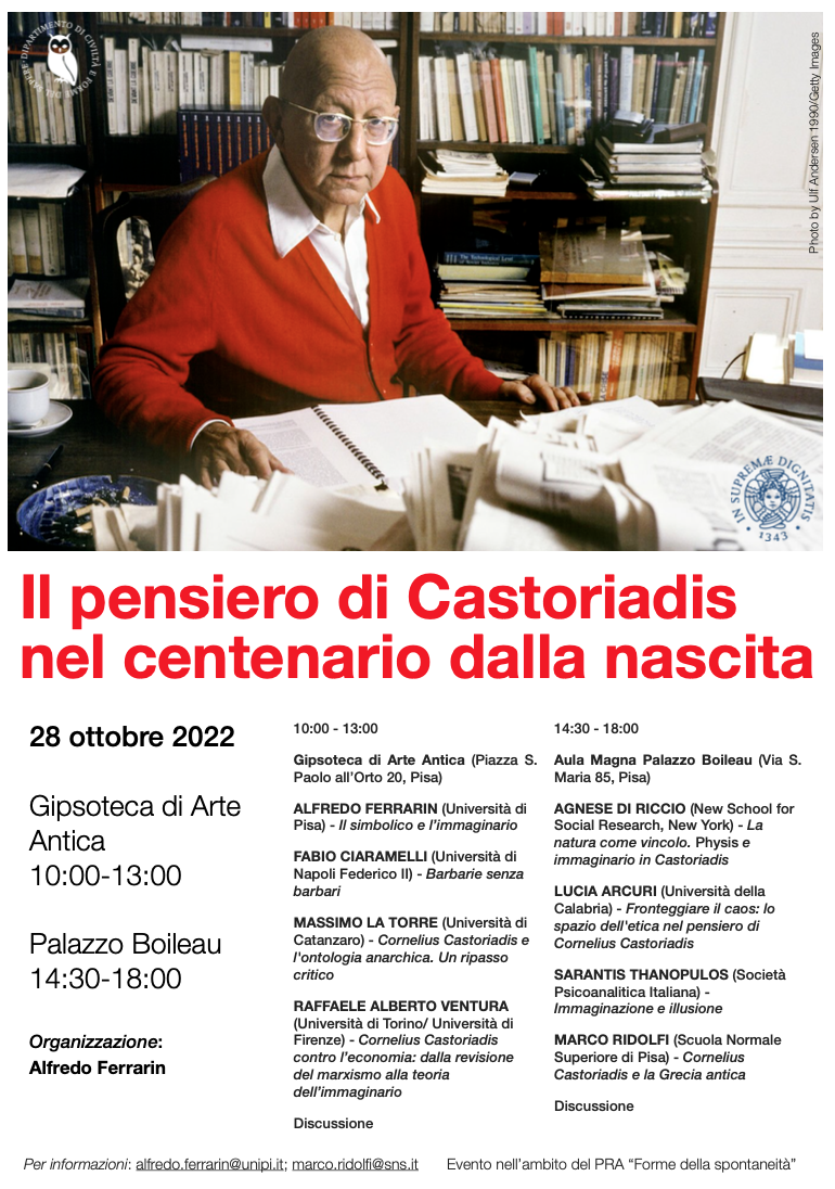 (Italiano) 28 ottobre 2022 – Il pensiero di Castoriadis nel centenario dalla nascita (Italiano) 28 ottobre 2022 – Il pensiero di Castoriadis nel centenario dalla nascita
