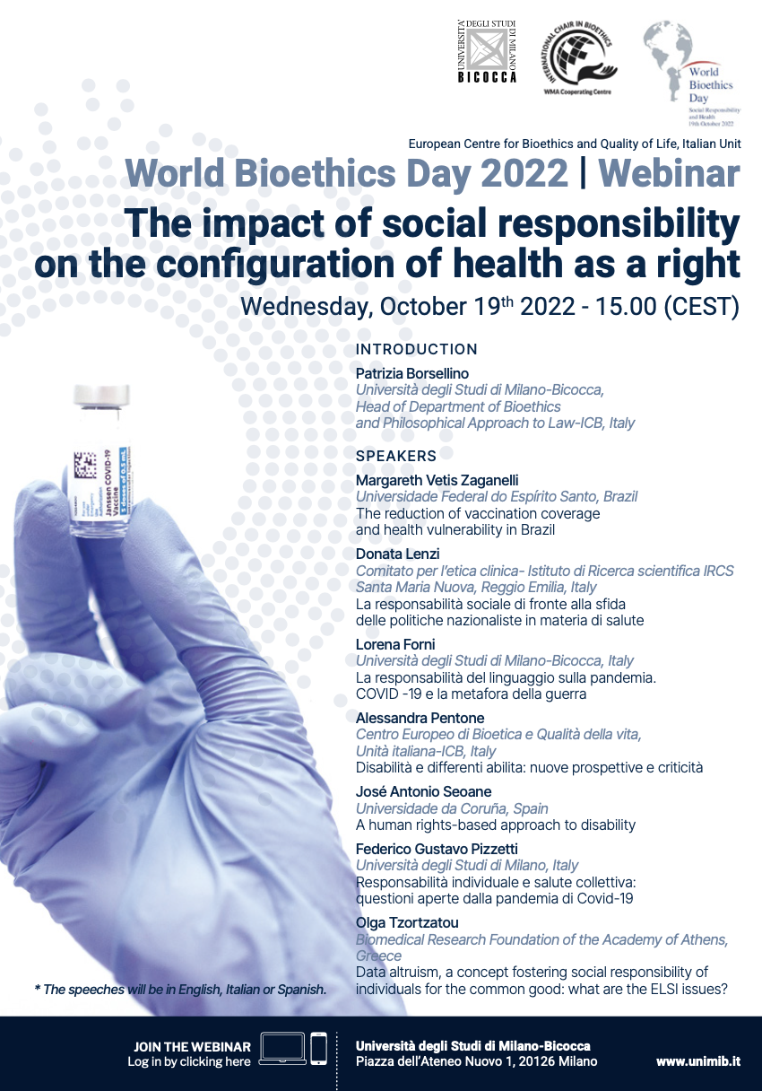 (Italiano) 19 ottobre 2022 – The impact of social responsibility on the configuration, of health as a right (Italiano) 19 ottobre 2022 – The impact of social responsibility on the configuration, of health as a right