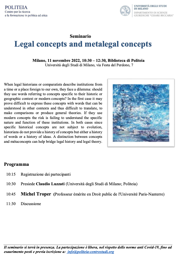 (Italiano) 11 novembre 2022 – Legal concepts and metalegal concepts (Italiano) 11 novembre 2022 – Legal concepts and metalegal concepts