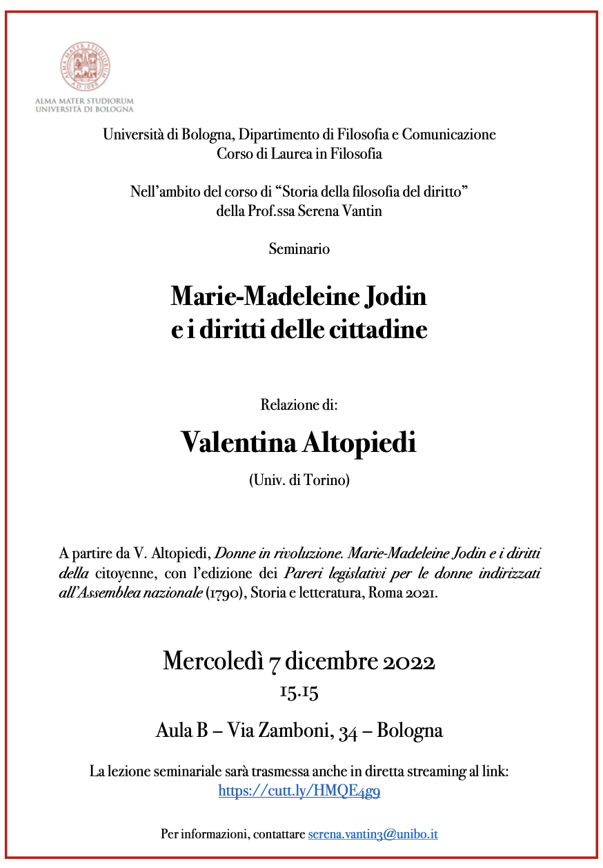 (Italiano) 7 dicembre 2022 – Marie-Madeleine Jodin e i diritti delle cittadine