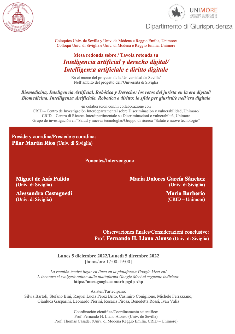 (Italiano) 5 dicembre 2022 – Intelligenza artificiale e diritto digitale