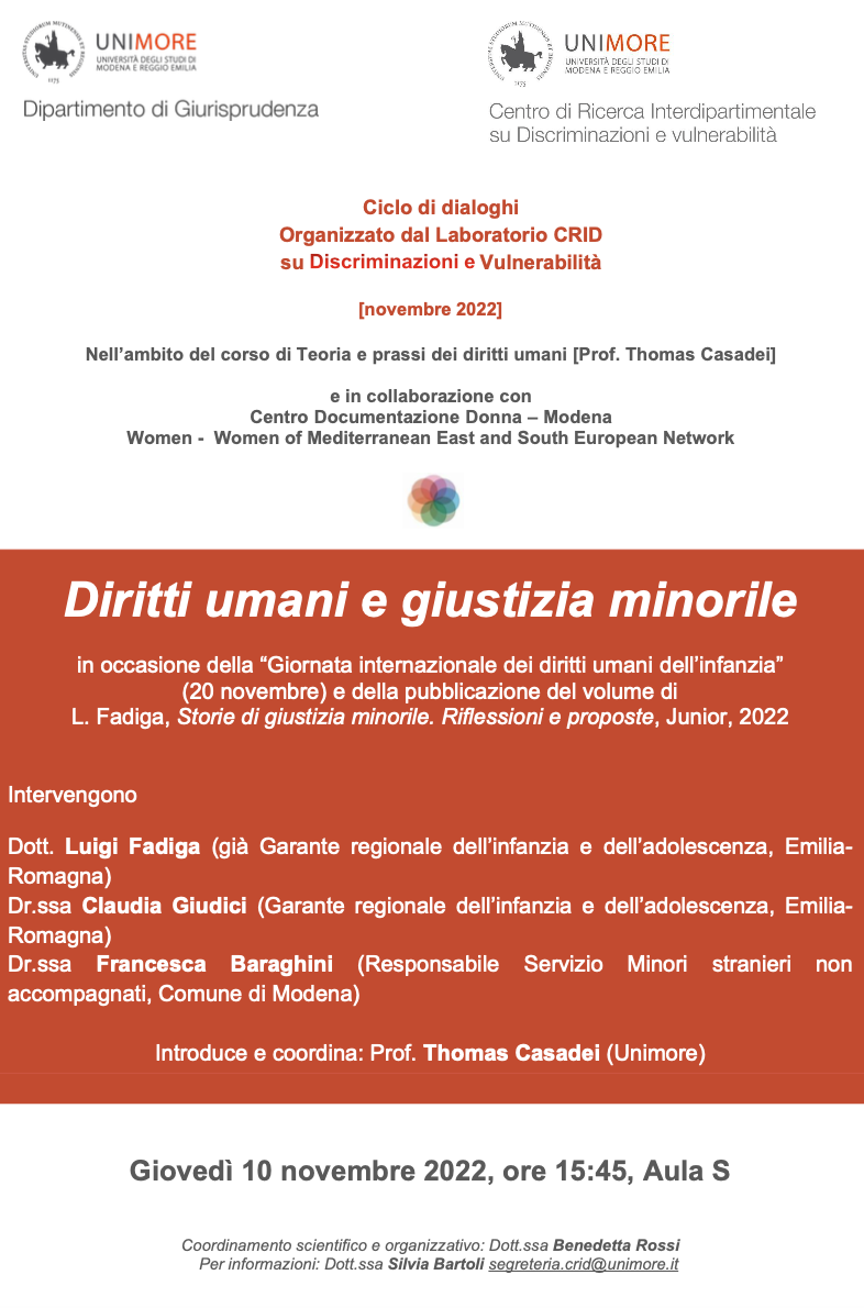 (Italiano) 10 novembre 2022 – Diritti umani e giustizia minorile (Italiano) 10 novembre 2022 – Diritti umani e giustizia minorile