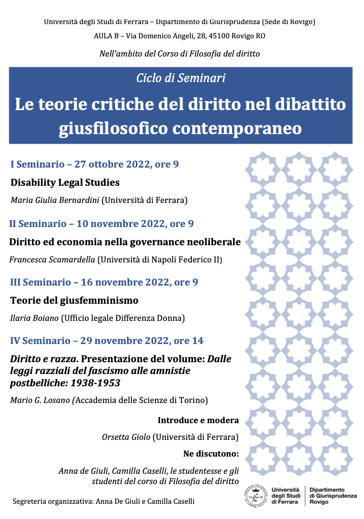 (Italiano) 10 novembre 2022 – Diritto ed economia nella governance neoliberale (Italiano) 10 novembre 2022 – Diritto ed economia nella governance neoliberale