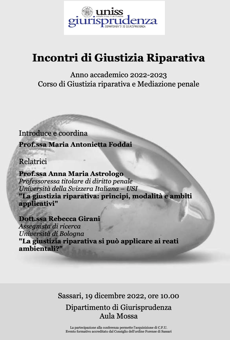 (Italiano) 19 dicembre 2022 – Incontri di Giustizia Riparativa