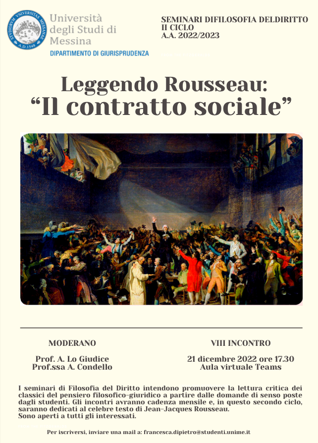 (Italiano) 21 dicembre 2022 – VIII incontro “Leggendo Rousseau: “Il contratto sociale”