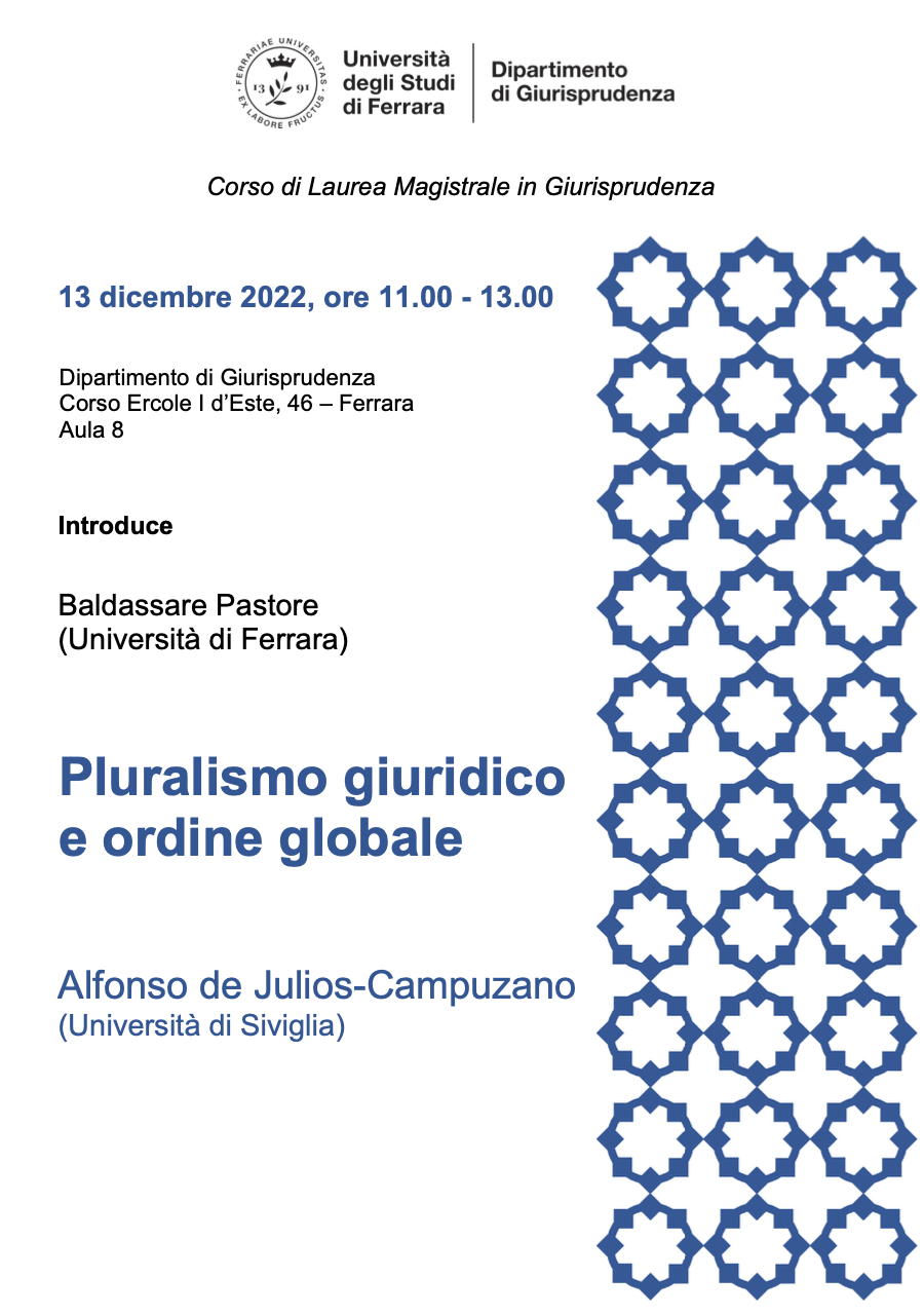 (Italiano) 13 dicembre 2022 – Pluralismo giuridico e ordine globale