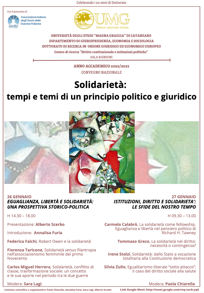 (Italiano) 26-27 gennaio 2022 – Solidarietà: tempi e temi di un principio politico e giuridico
