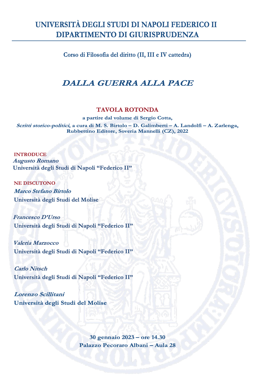 (Italiano) 30 gennaio 2023 – Dalla guerra alla pace