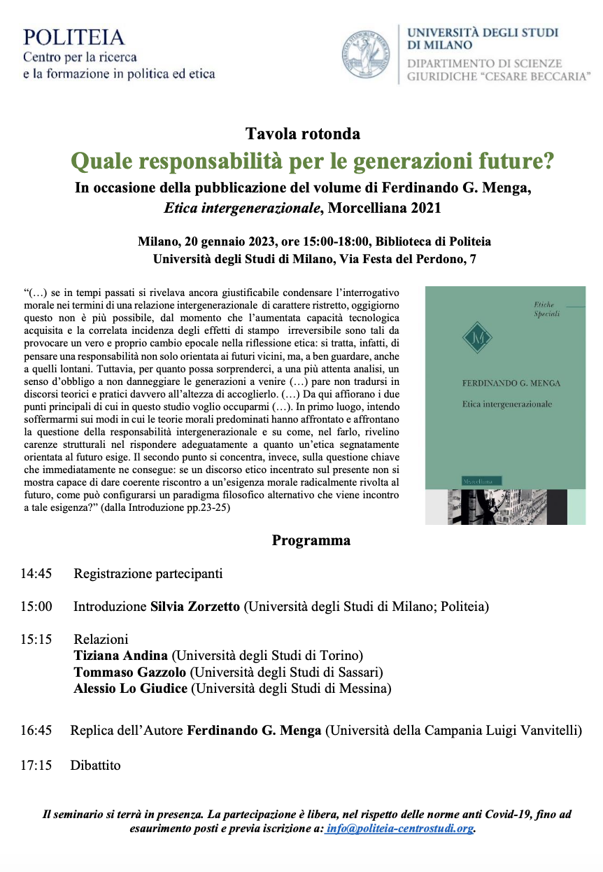 (Italiano) 20 gennaio 2023 – Quale responsabilità per le generazioni future?