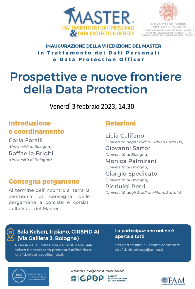 (Italiano) 3 febbraio 2023 – Prospettive e nuove frontiere della Data Protection