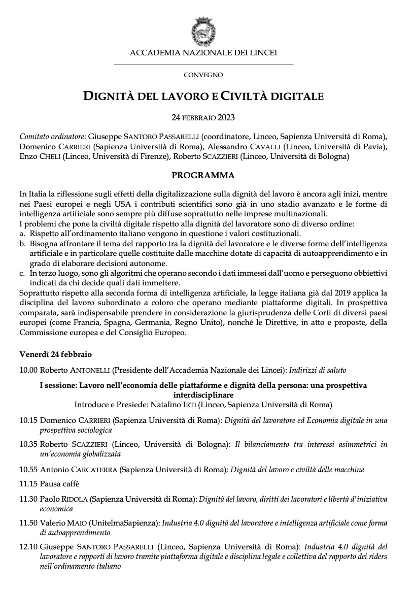 (Italiano) 24 Febbraio 2023 – Dignità̀ del lavoro e civiltà̀ digitale