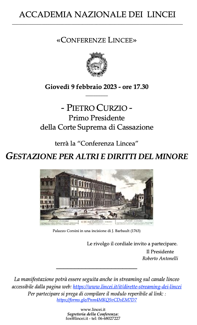 (Italiano) 9 febbraio 2023 – Gestazione per altri e diritti del minore