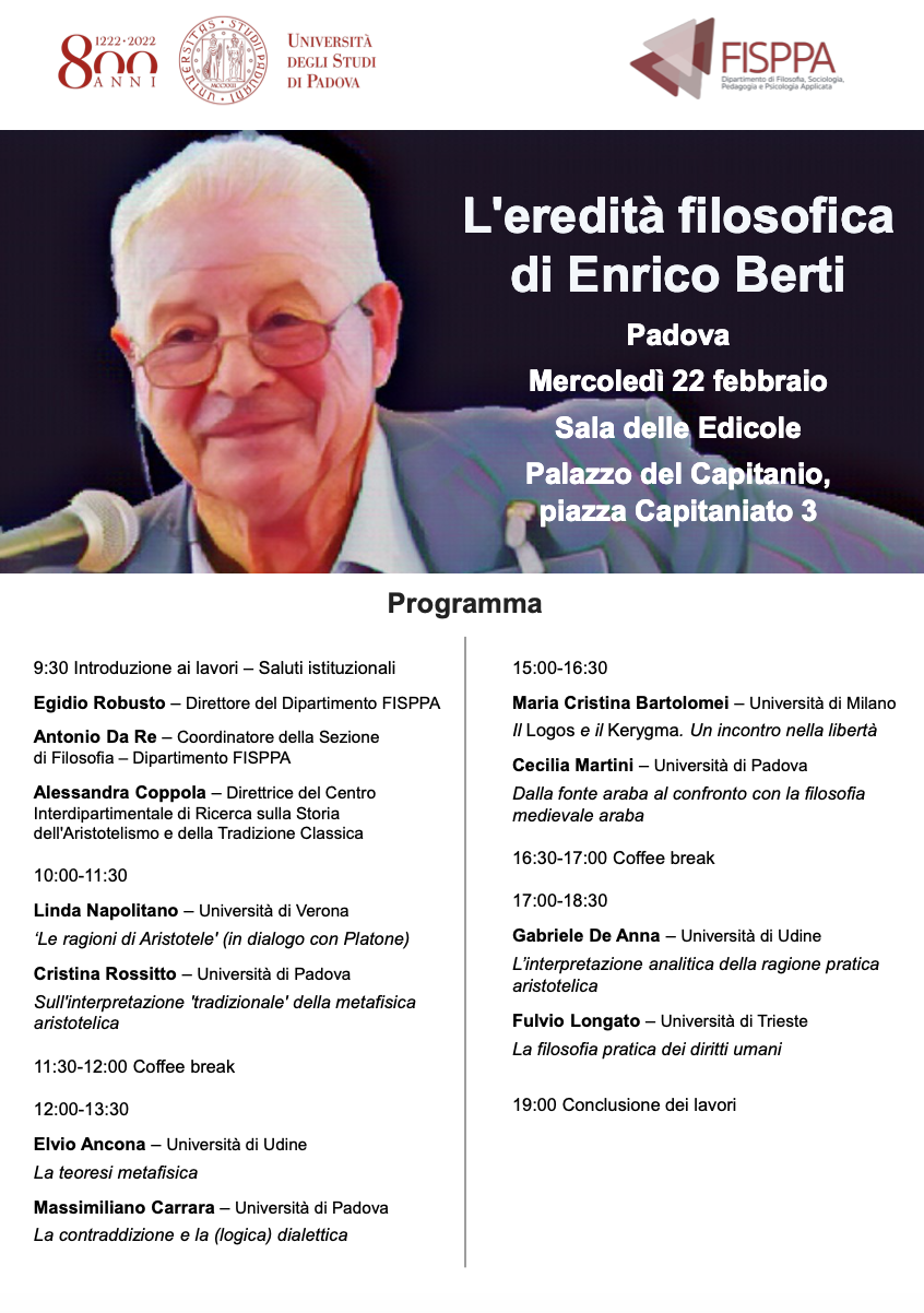 (Italiano) 22 febbraio 2023 – L’eredità filosofica di Enrico Berti