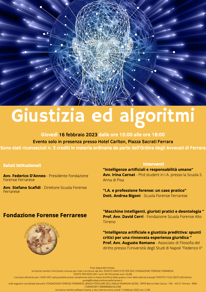 (Italiano) 16 febbraio 2023 – Giustizia ed algoritmi