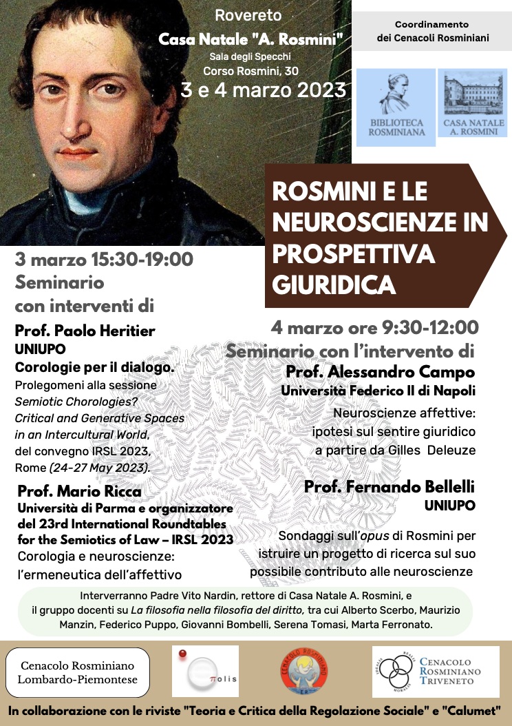 (Italiano) 3 e 4 marzo 2023 – Rosmini e le Neuroscienze in Prospettiva Giuridica