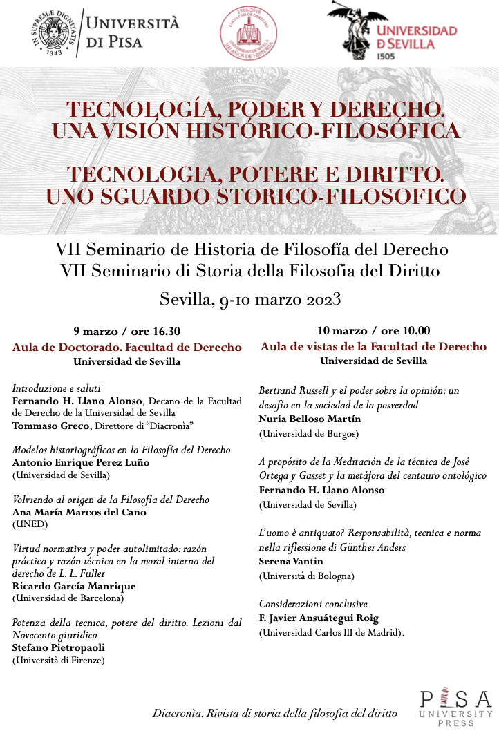 (Italiano) 9 e 10 marzo 2023 – Tecnologia, potere e diritto. Uno sguardo storico-filosofico
