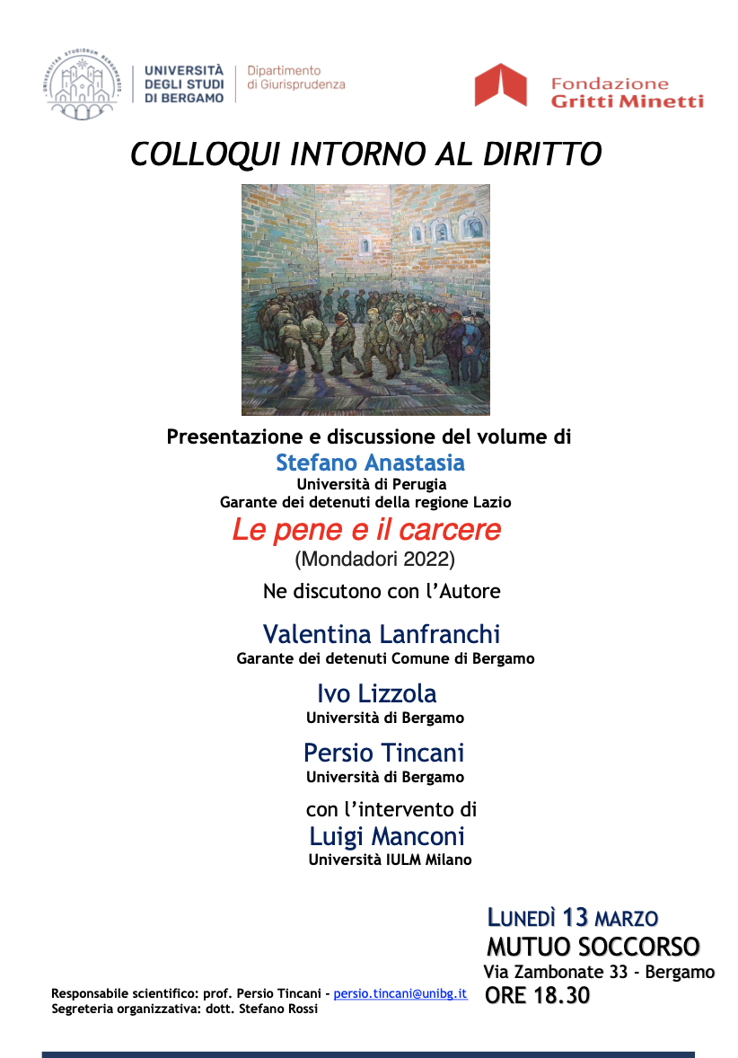 (Italiano) 13 marzo 2023 – Le pene e il carcere