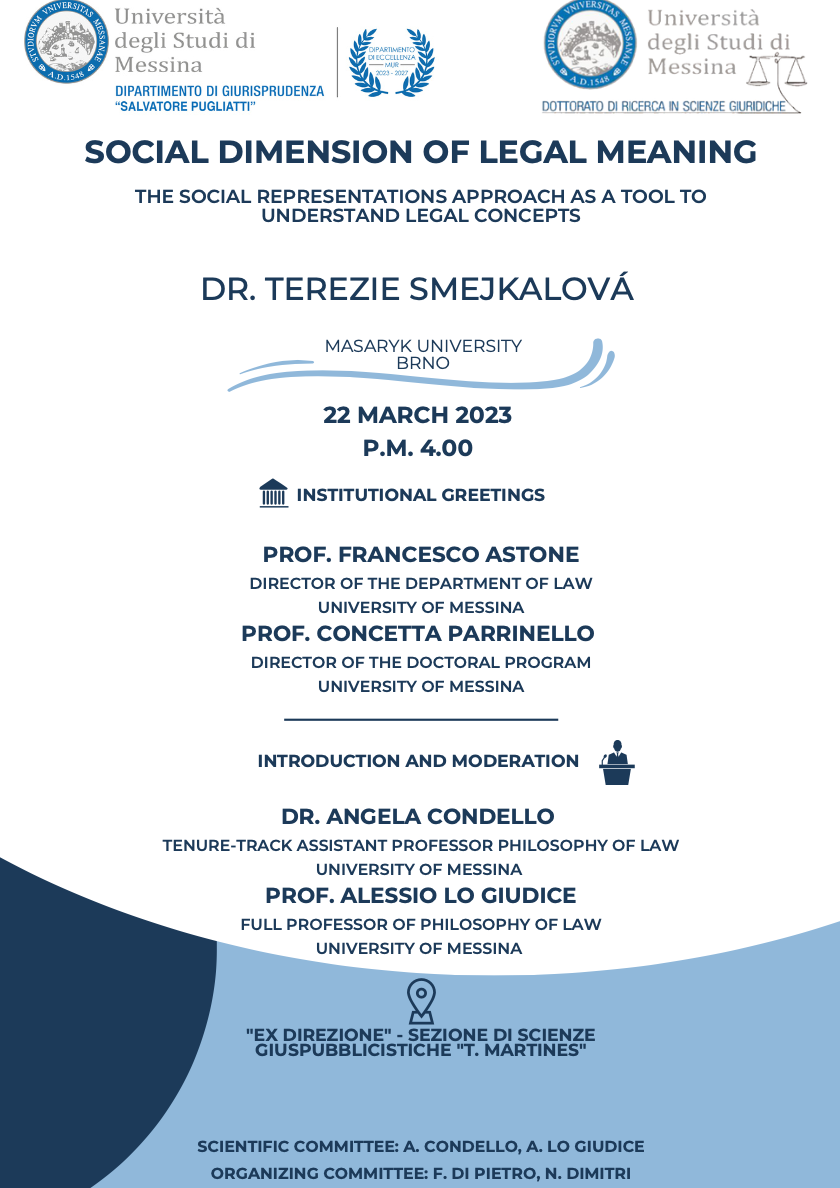 (Italiano) 22 marzo 2023 – Social Dimension Of Legal Meaning The Social Representations Approach As A Tool To Understand Legal Concepts