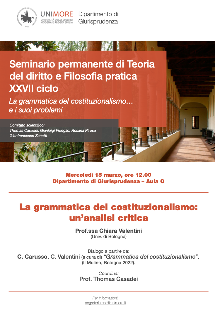 (Italiano) 15 marzo 2023 – La grammatica del costituzionalismo: un’analisi critica