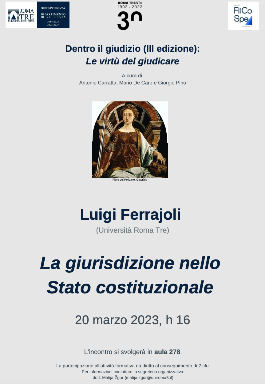 (Italiano) 20 marzo 2023 – La giurisdizione nello Stato costituzionale