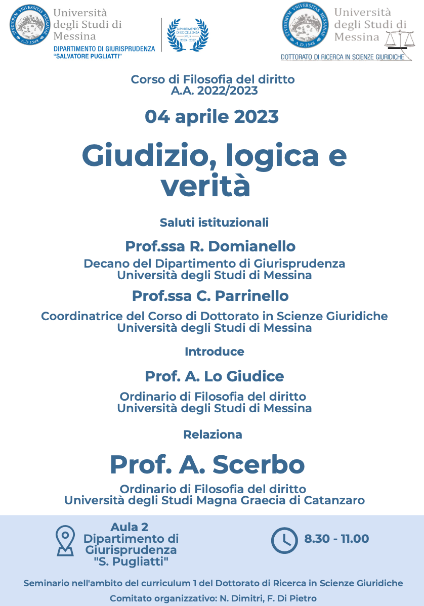 (Italiano) 4 aprile 2023 – Giudizio, logica e verità (Italiano) 4 aprile 2023 – Giudizio, logica e verità