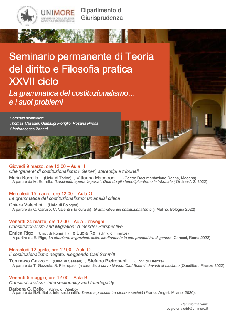 (Italiano) 9 marzo 2023 – Che ‘genere’ di costituzionalismo? Generi, stereotipi e tribunali