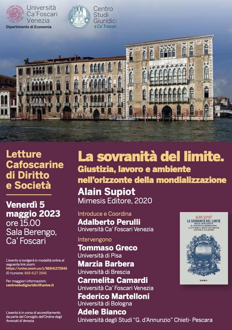 (Italiano) 5 maggio 2023 – La sovranità del limite. Giustizia, lavoro e ambiente nell’orizzonte della mondializzazione