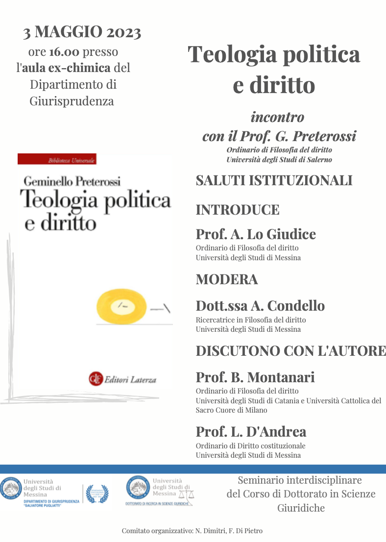(Italiano) 3 maggio 2023 – Teologia politica e diritto