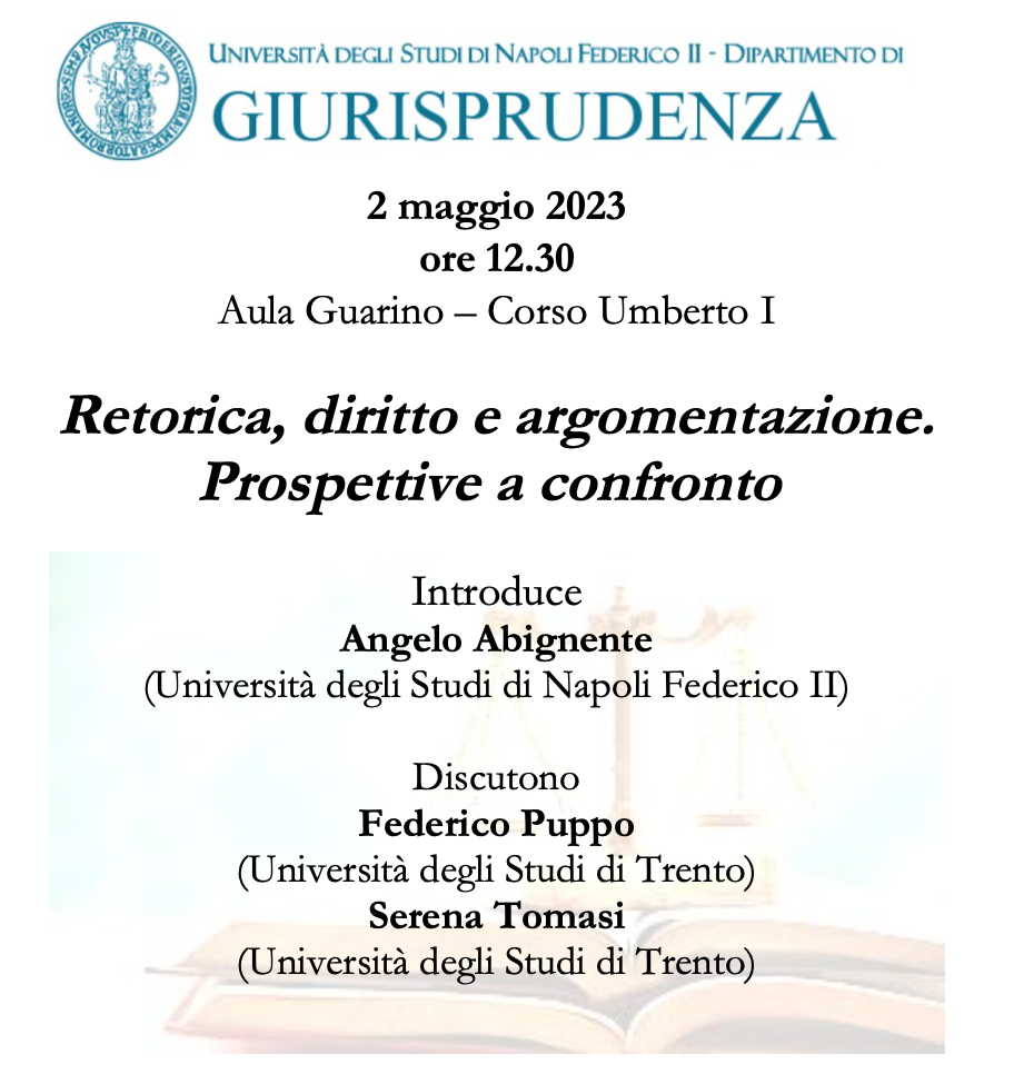 (Italiano) 2 maggio 2023 – Retorica, diritto e argomentazione. Prospettive a confronto