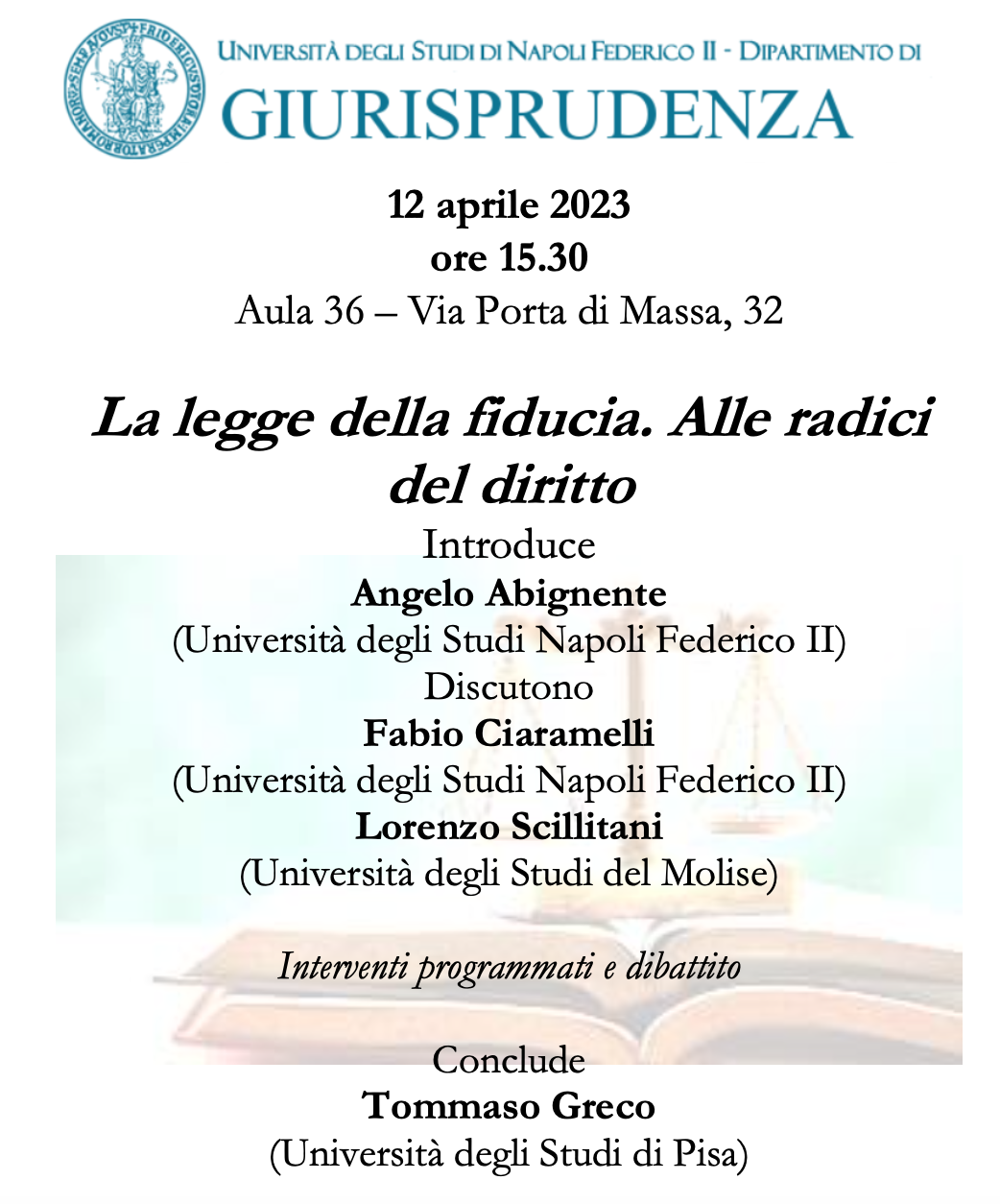 (Italiano) 12 aprile 2023 – La legge della fiducia. Alle radici del diritto