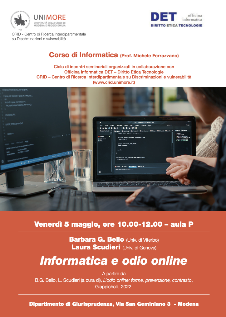 (Italiano) 5 maggio 2023 – Informatica e odio online